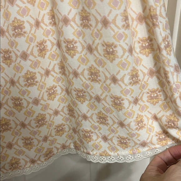 Pink Rose Sleeveless Midi Dress in Cream Lilac Tan Smocked Lightweight Spring S - Picture 9 of 16